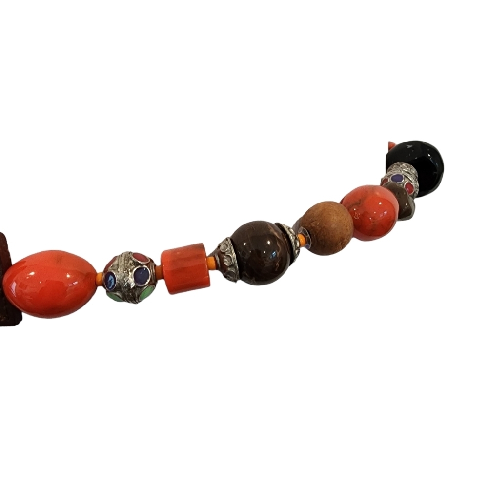 Vintage Boho Belt Art Beads Leather Retro Hippie Bohemian Colorful Orange - Picture 8 of 14
